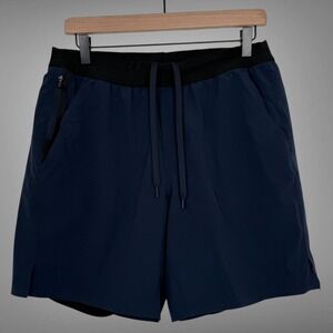 Ten Thousand Interval Short Mens Navy Blue Athletic Lined Size Large 7" Inseam